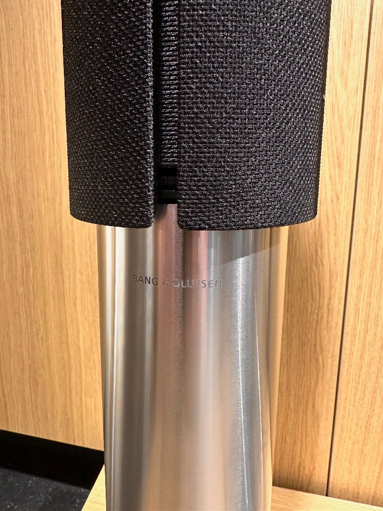 Bang & Olufsen Beolab 28 Silver met stoffen covers - B&O, Entrée AUX, Info@bang-olufsen.dk, Comme neuf, Enlèvement
