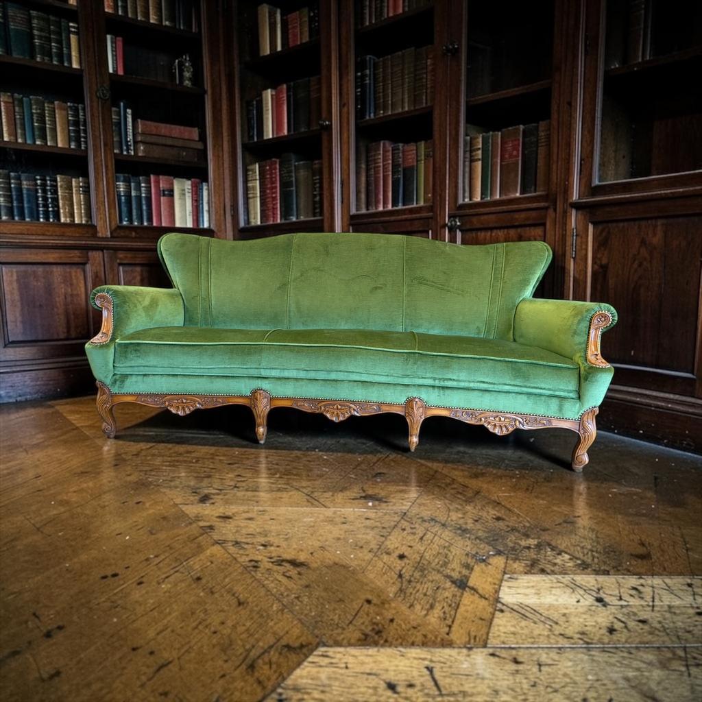 Vintage groene barok zetel / canapé / driezit, Ophalen