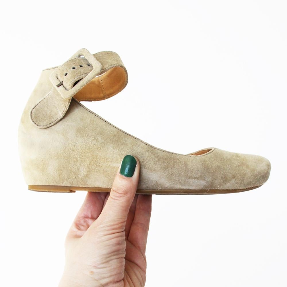 Mooie Suede Paul Green Sleehakken -s17 (Maat 3/35½) € 45,-, Kleding | Dames, Schoenen, Verzenden, Beige, Overige typen, Zo goed als nieuw