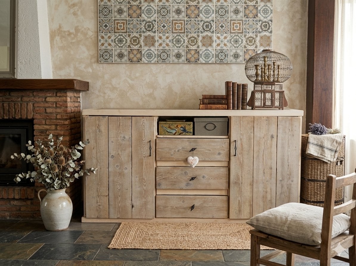Steigerhout dressoir 190x54x100cm, Ophalen, 150 tot 200 cm, Met lade(s), Overige houtsoorten
