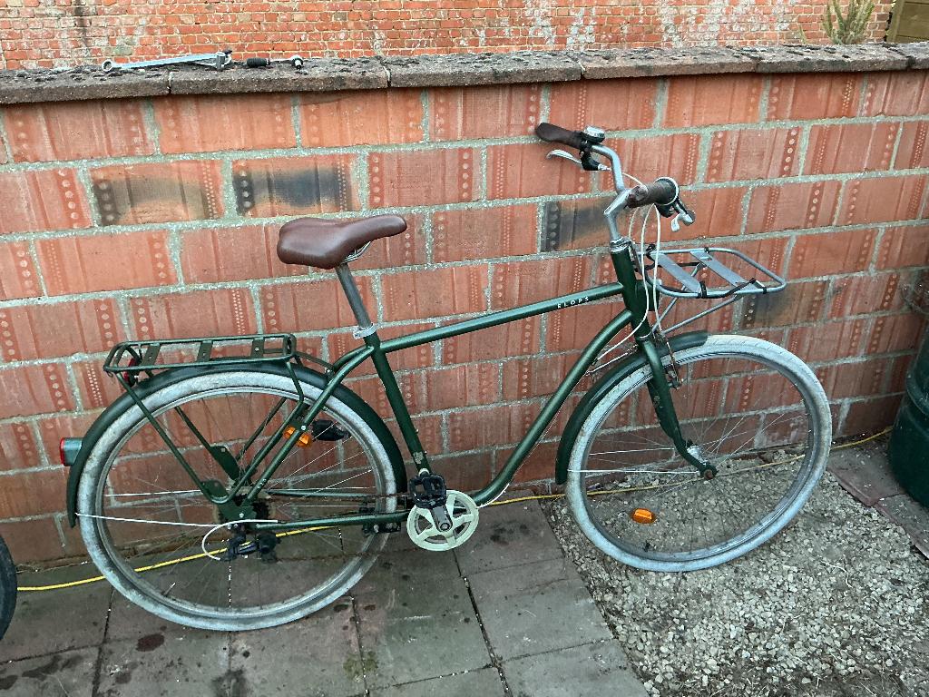 Vélo de ville Decathlon Elops 520, vert foncé, Enlèvement, Vitesses