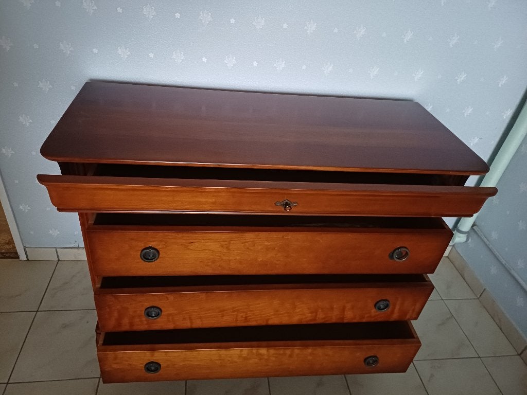 Commode, 3 of 4 laden, Ophalen, Zo goed als nieuw, Kersenhout