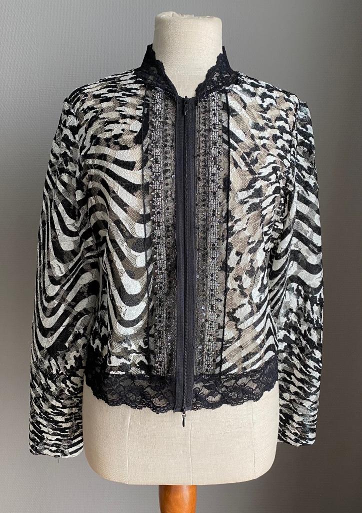 Zwart-wit transparant vestje Joseph Ribkoff maat 40, Taille 38/40 (M), Joseph Ribkoff, Comme neuf, Noir