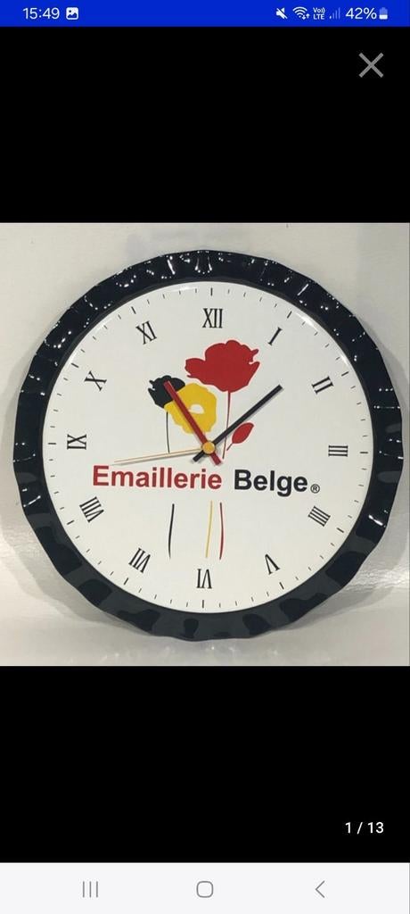 Geëmailleerde klok, Belgische emaillering, Verzamelen, Ophalen of Verzenden, Gebruikt