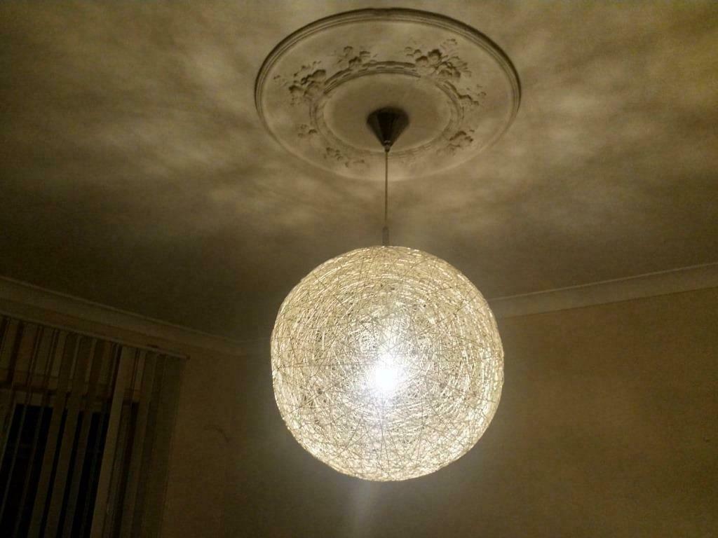 Ronde hanglamp zilver staaldraad bol als nieuw, Enlèvement ou Envoi, Comme neuf, Métal