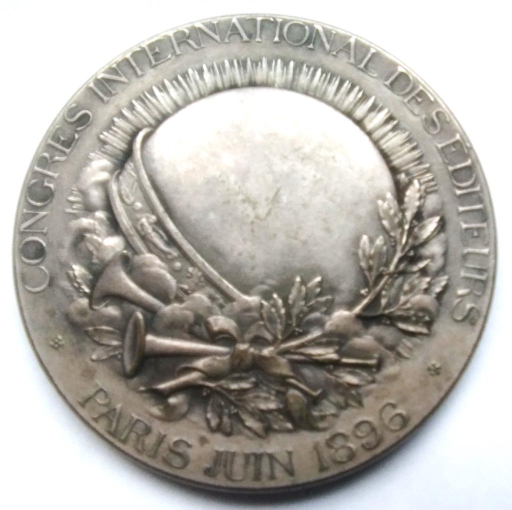 Médaille Rivet Paris 1896 congres international editeurs, Timbres & Monnaies, Pièces & Médailles, Autres matériaux, Enlèvement ou Envoi