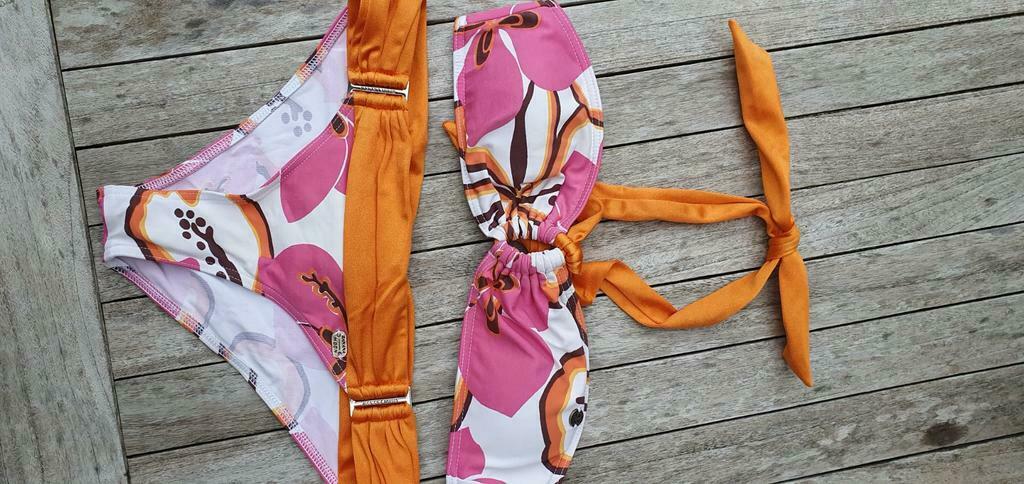 Bikini fuchsia/oranje/wit (opgevulde)cup BANANA MOON m 38, Enlèvement ou Envoi, Comme neuf, BANANA MOON, Bikini