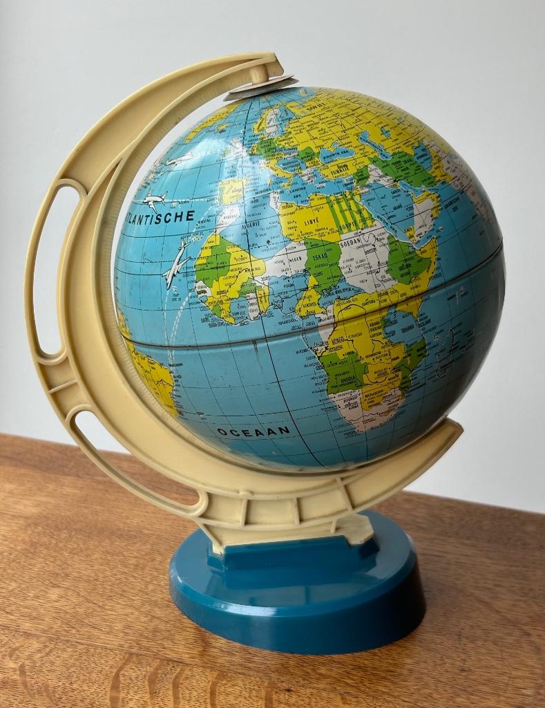 Vintage wereldbol H240 mm 1960s, Ophalen of Verzenden, Gebruikt
