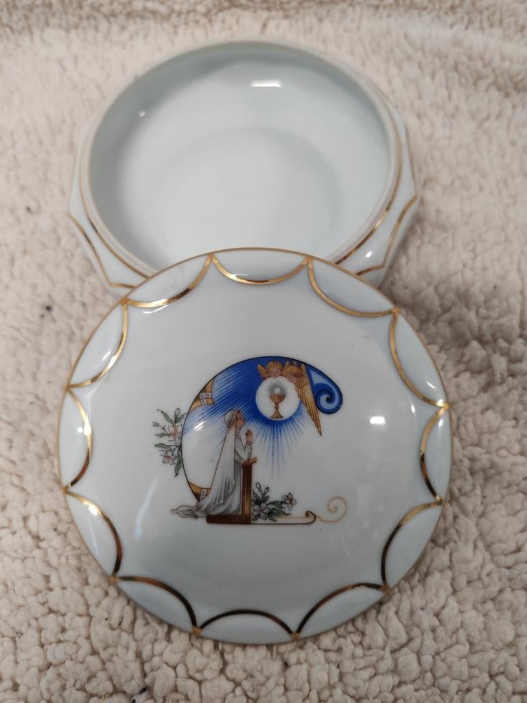 Pot en porcelaine Baudour à thème religieux, Enlèvement, Comme neuf