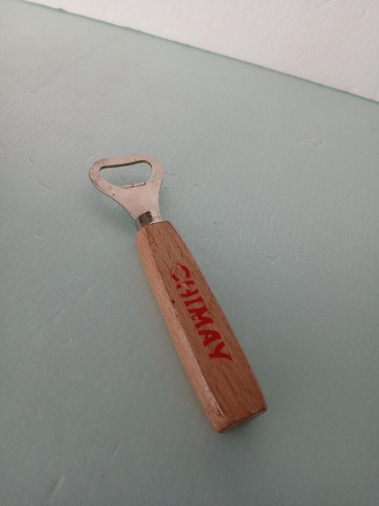 CHIMAY flesopener met houten handvat, rode letters, Ophalen of Verzenden, Gebruikt, Flesopener, Overige merken