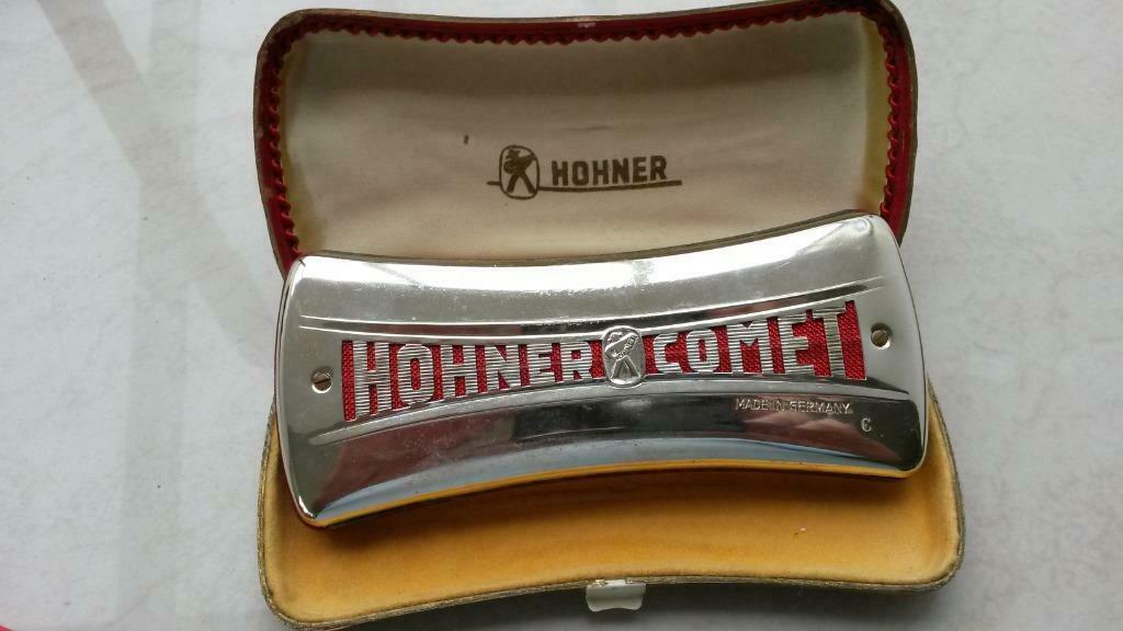 Hohner Comet mondharmonica uit 1955 en 1945., Gebruikt, Ophalen of Verzenden, Met koffer of doosje, C-mondharmonica