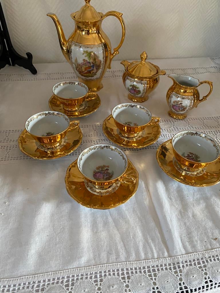 Service à café doré Bavaria Waldsassen – années 1950/60, Huis en Inrichting, Ophalen of Verzenden, Porselein
