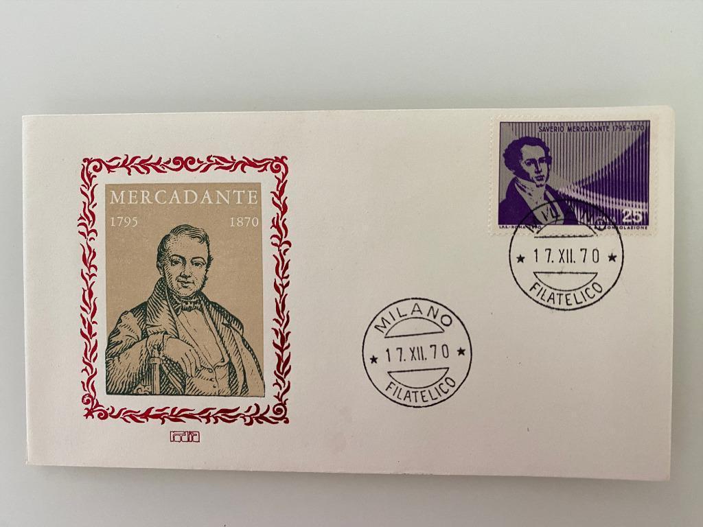 Postzegel First Day Cover Mercadante 1970, Ophalen of Verzenden, Gestempeld