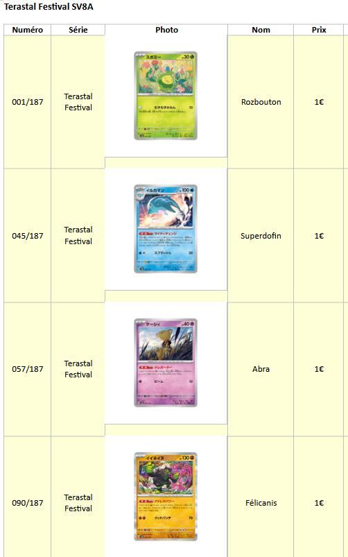 Cartes Pokémon Terastal Festival (japonaises), Hobby & Loisirs créatifs, Jeux de cartes à collectionner | Pokémon, Comme neuf