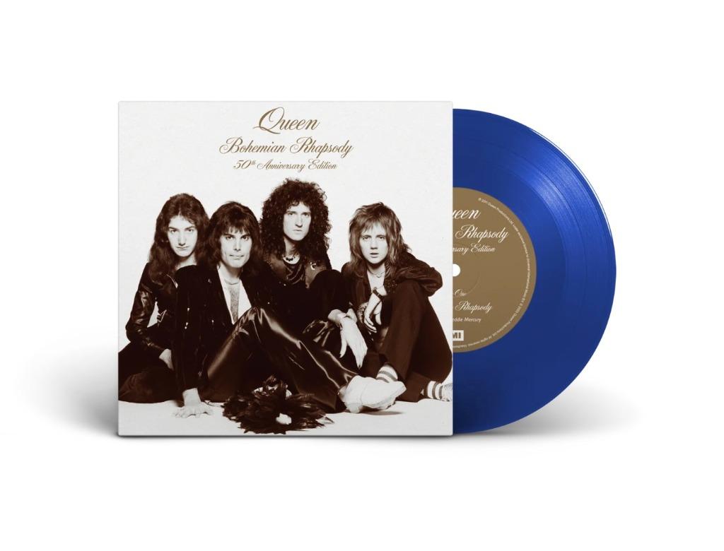 Queen Bohemian Rhapsody 50th anniversary 7" blauw vinyl, Verzenden, Nieuw in verpakking, Overige formaten, Pop
