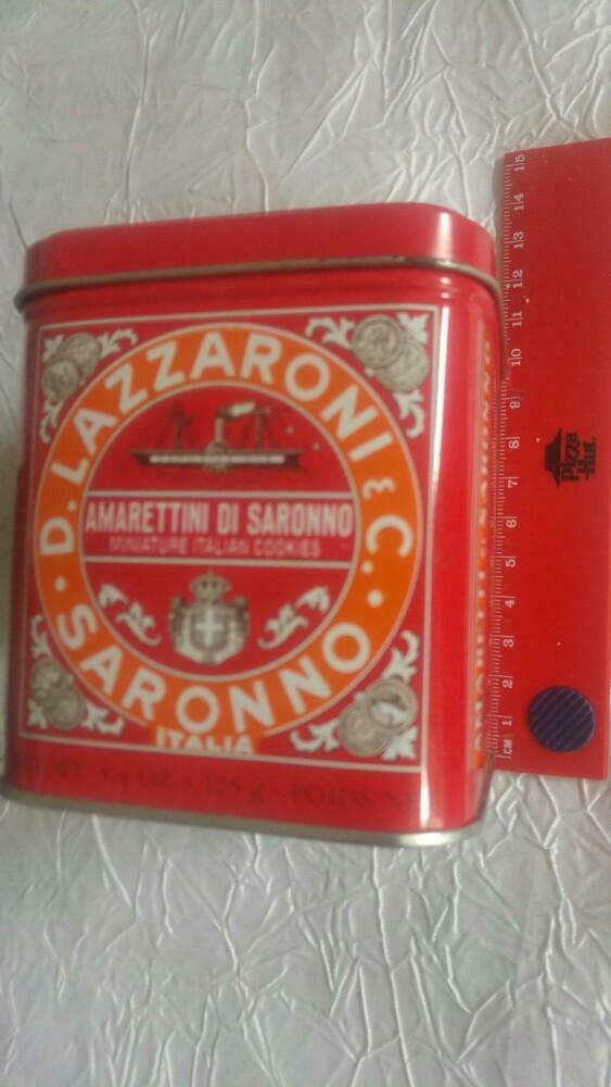 Vintage Boîte metal lazzaroni saronno italia 1 juillet 2002, Collections, Boîte en métal, Enlèvement ou Envoi, Utilisé