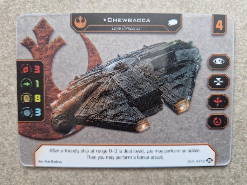 Star Wars X-Wing FFG Chewbacca Falcon Millenium SOS V2, Enlèvement ou Envoi, Comme neuf, Flight Fantasy games