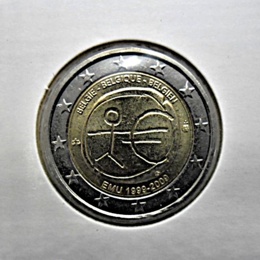 2 euro commémorative Belgique 2009 10 ans de l'Euro., Timbres & Monnaies, Envoi, Belgique, 2 euros, Monnaie en vrac
