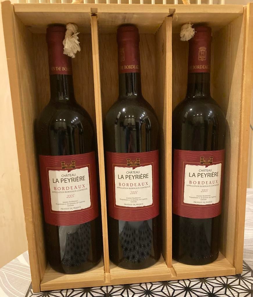 3 fois Château La Peyrière Bordeaux 2005, Neuf, Pleine, Enlèvement, Vin rouge