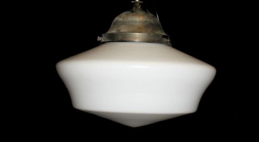Lampe suspendue ancienne blanche opaline, Enlèvement ou Envoi