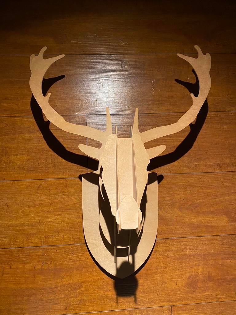 Trophé cerf bois design moustache, Enlèvement ou Envoi, Comme neuf