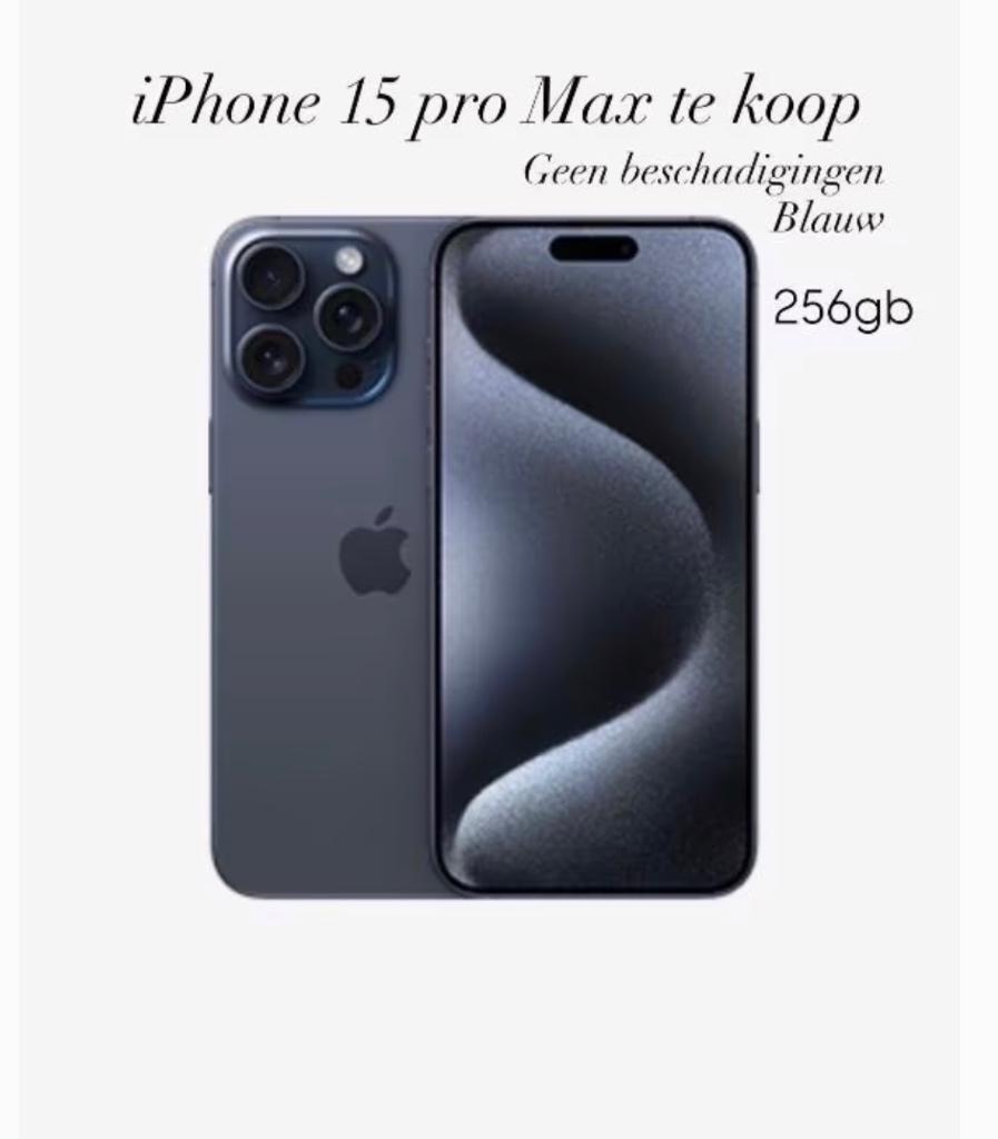 iPhone 15 pro Max 256gb, Ophalen, Blauw, Zo goed als nieuw, Zonder abonnement