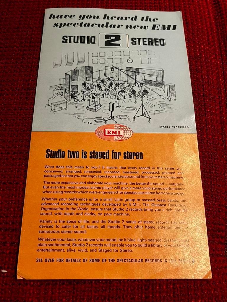 Vintage reclame EMI Studio 2 stereo sound, Ophalen of Verzenden