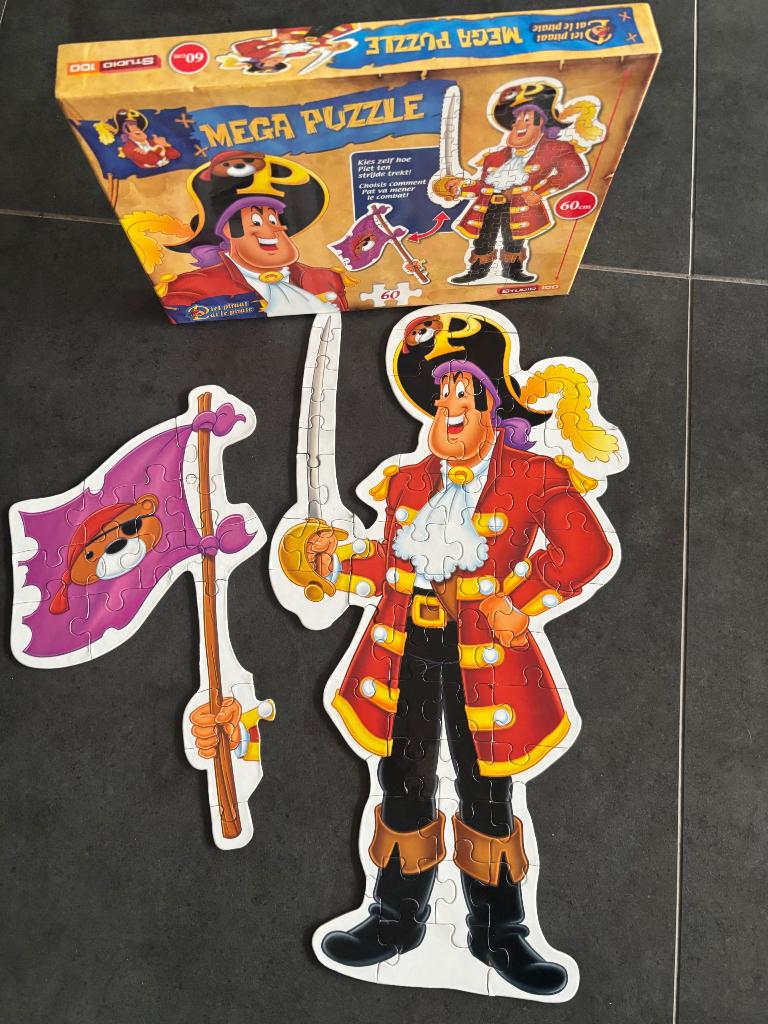 Mega Puzzel Piet piraat, Kinderen en Baby's, Speelgoed | Kinderpuzzels, Ophalen, Meer dan 50 stukjes, Zo goed als nieuw, 6 jaar of ouder