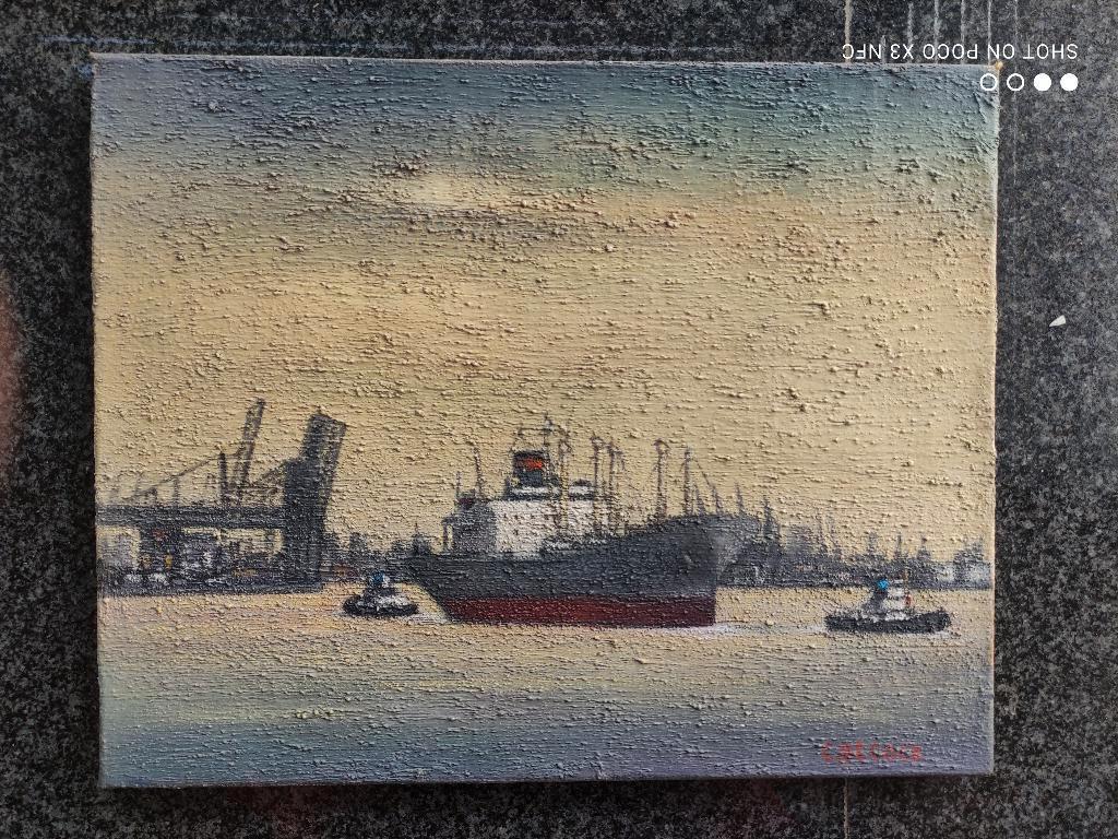 Camiel Decock - Haven, Antiek en Kunst, Kunst | Schilderijen | Modern, Ophalen of Verzenden