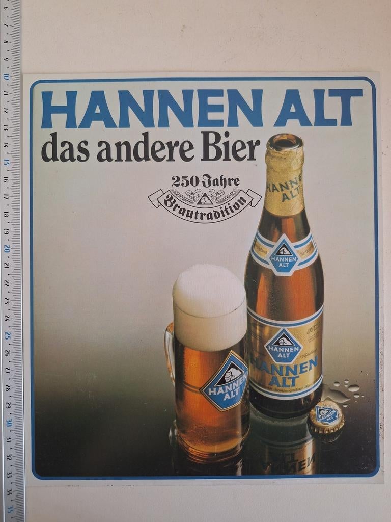 Oude grote sticker brouwerij Hannen Alt bier, Verzamelen, Biermerken, Ophalen of Verzenden, Zo goed als nieuw
