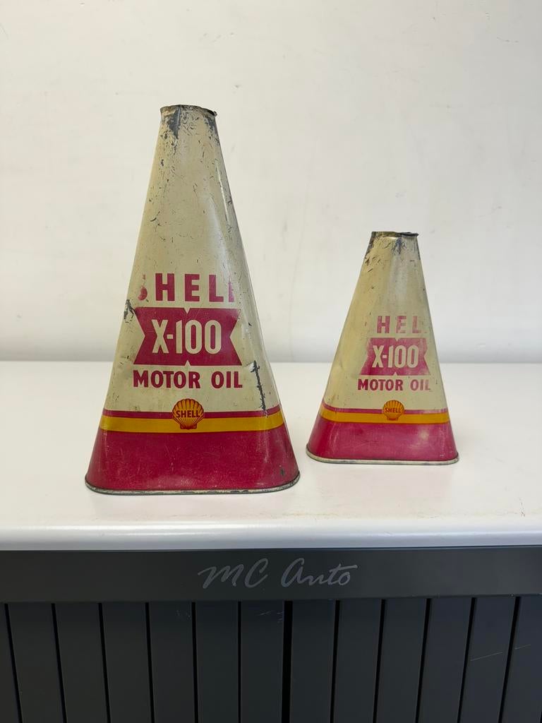 SHELL X-100 zeldzaam triangel blik, Verzamelen, Ophalen of Verzenden, Gebruikt, Verpakking