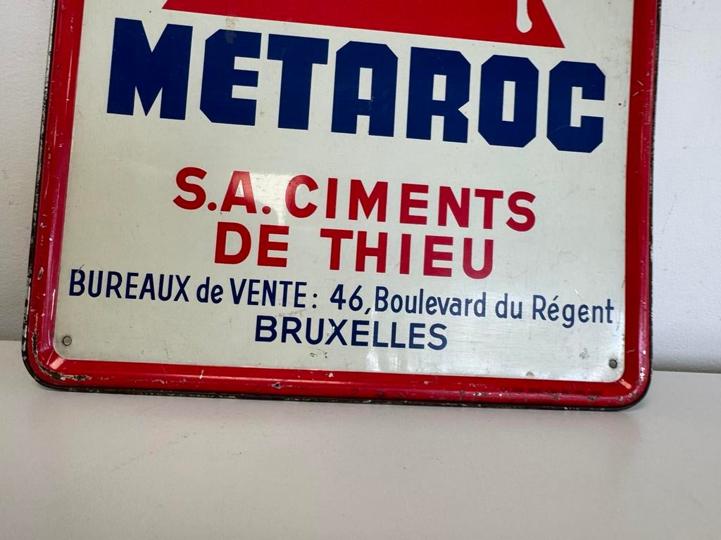 Ancien panneau Metaroc 1956, Enlèvement ou Envoi, Utilisé, Panneau publicitaire