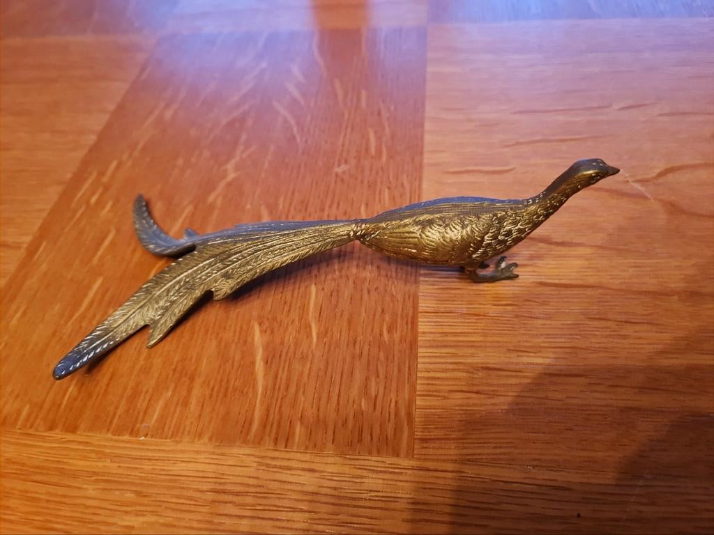 Vintage bronzen beeldje pauw, Ophalen of Verzenden