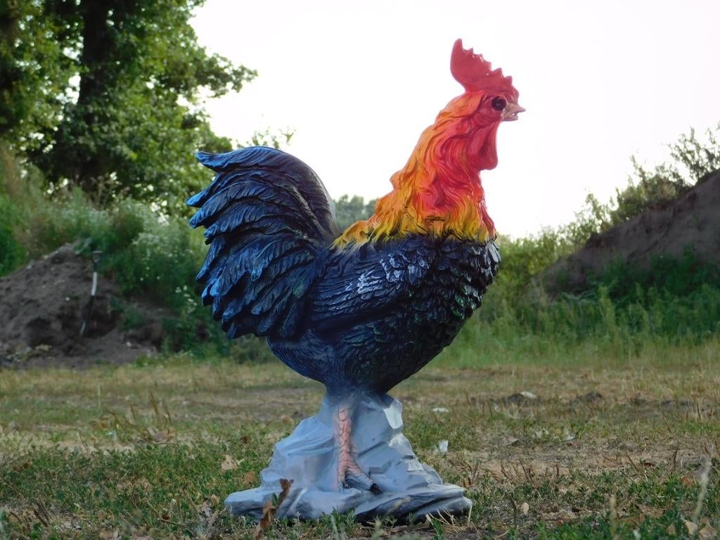Beeld Haan XL - 65 cm - Polystone in Kleur, Tuin en Terras, Tuinbeelden, Ophalen of Verzenden, Kunststof, Dierenbeeld