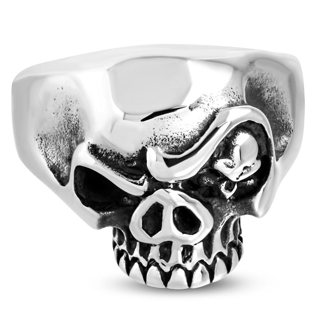 Stoere éénoog skull biker ring in stainless steel, Ophalen of Verzenden, Nieuw, IJzer of Staal, Dame of Heer