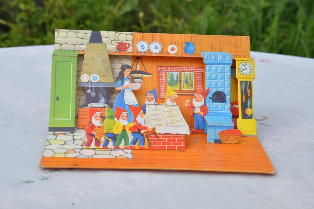 depliant pop up blanche neige et les 7 nains pub chocolat, Enlèvement ou Envoi, Utilisé