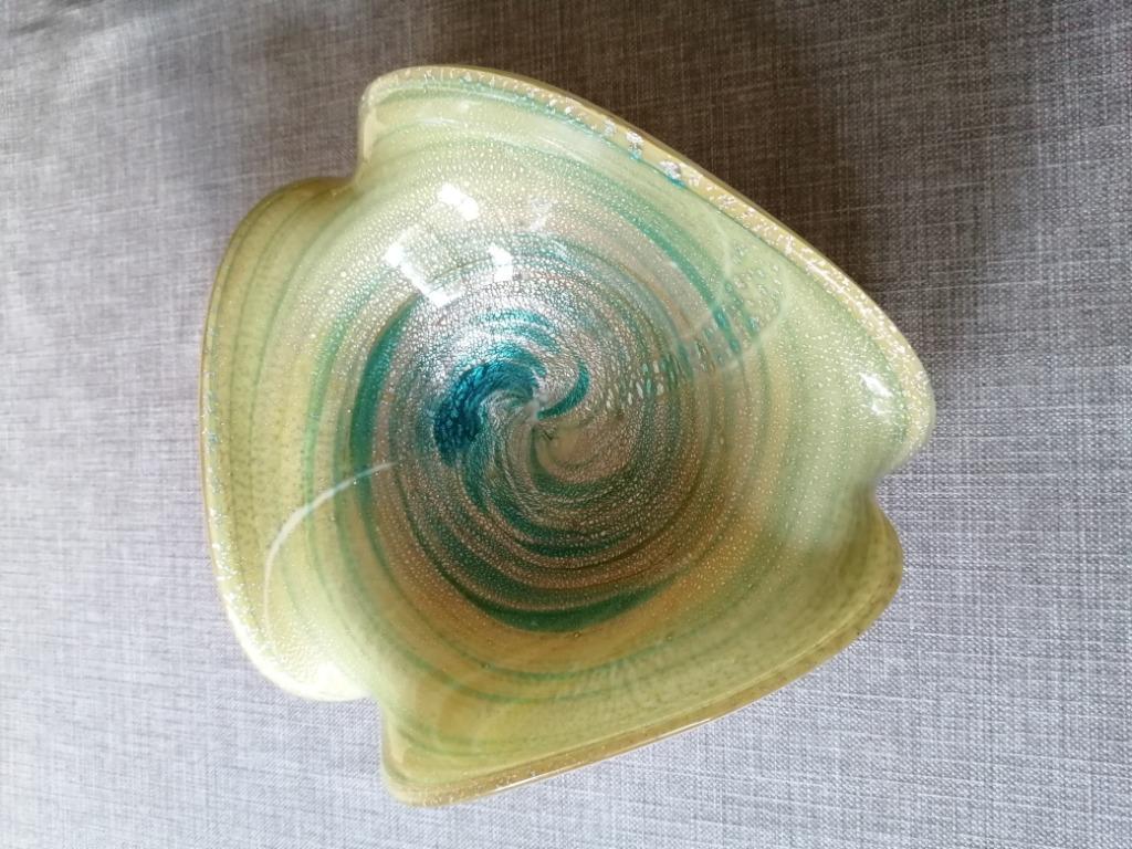 Murano schaal groen goud, Ophalen of Verzenden