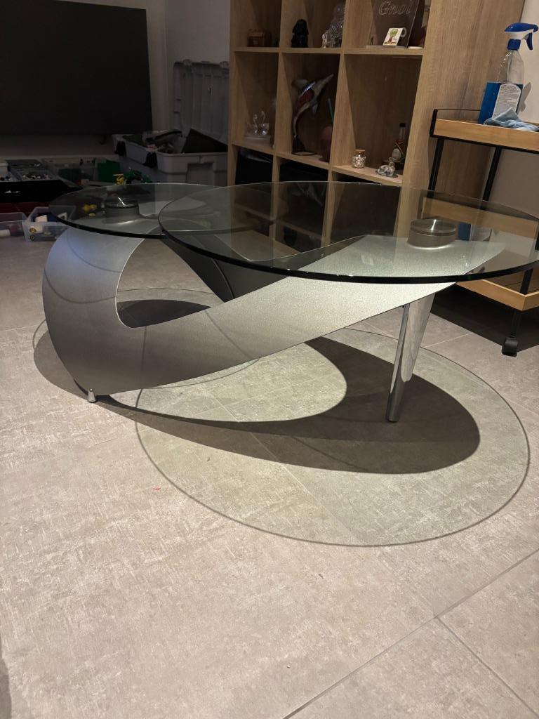 table de salon verre, Ophalen, 100 tot 150 cm, Desing verre, 50 tot 100 cm