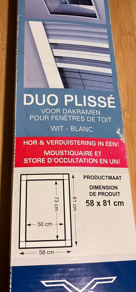Duo plissé voor dakraam 58  x 81cm, Wit, Nieuw, Minder dan 100 cm, Modern
