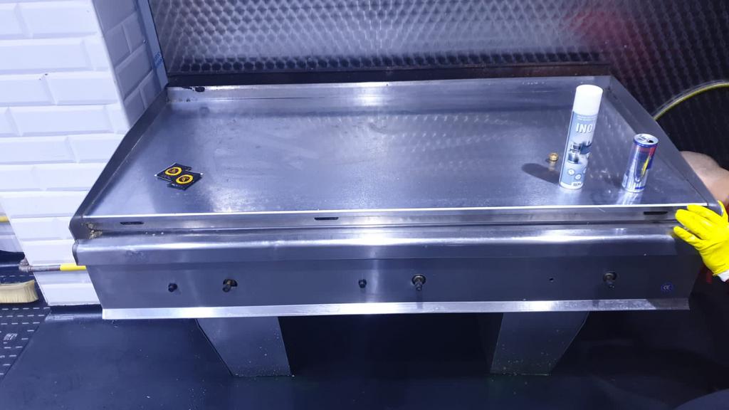 Plancha/bakplaat inox laag 1,65m breed, Zakelijke goederen, Ophalen