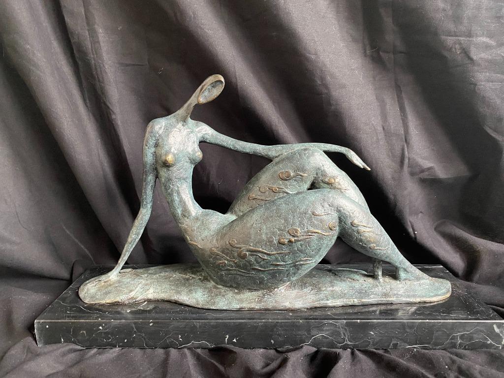 Bronzen dikke abstracte zittende dame. Milo zuiver brons, Antiek en Kunst, Ophalen of Verzenden