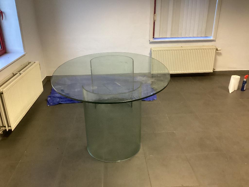 Glazen design eettafel, Huis en Inrichting, Tafels | Eettafels, Ophalen, 100 tot 150 cm, Vijf personen of meer, 150 tot 200 cm