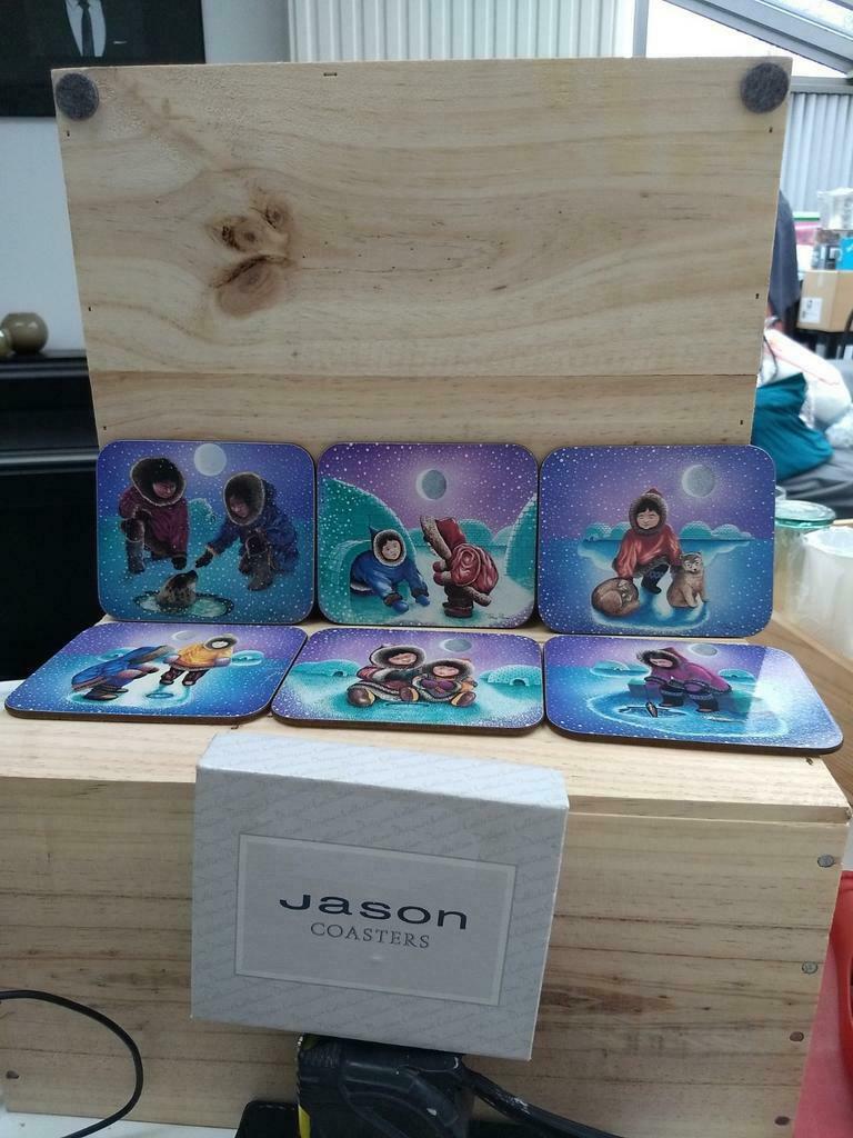 6 Vintage onderleggers, Jason Coasters, inuit children, Enlèvement ou Envoi, Neuf