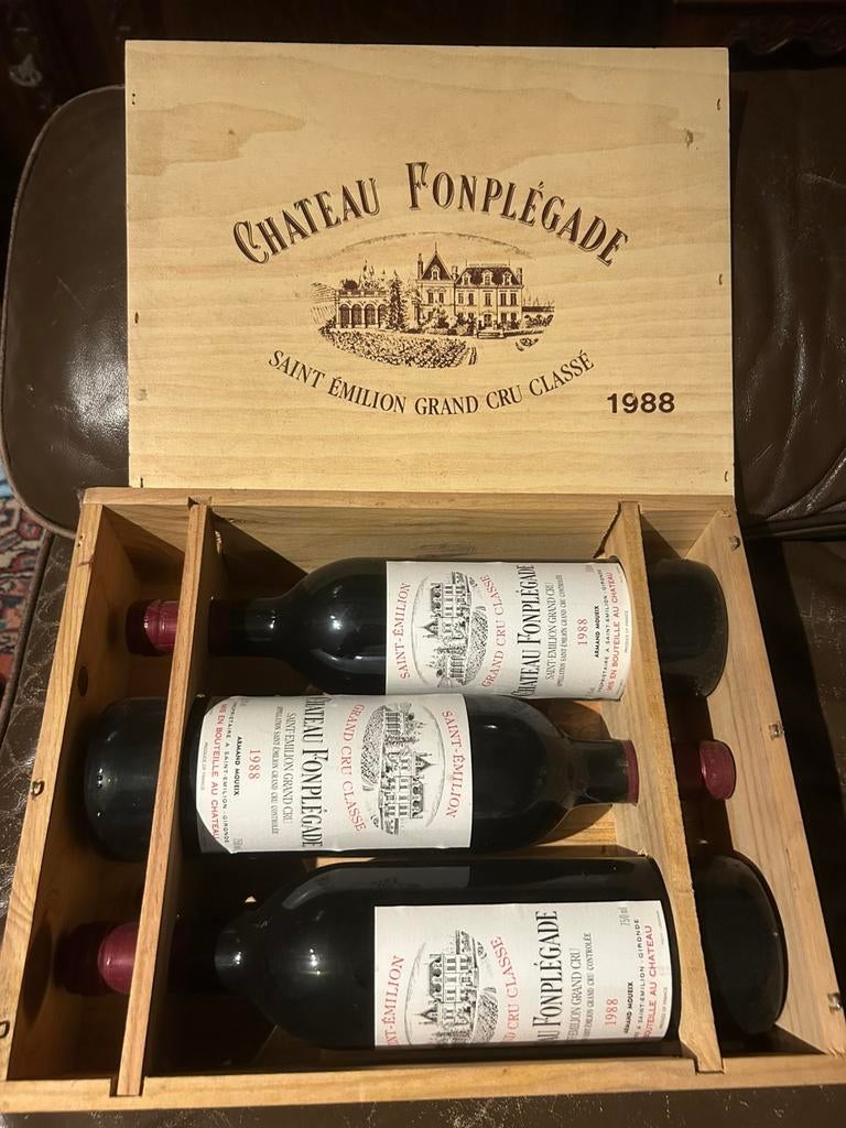 Château Fonplégade ‘88 St-Émilion Grand Cru 3 stuks in kist, Ophalen of Verzenden, Nieuw, Frankrijk
