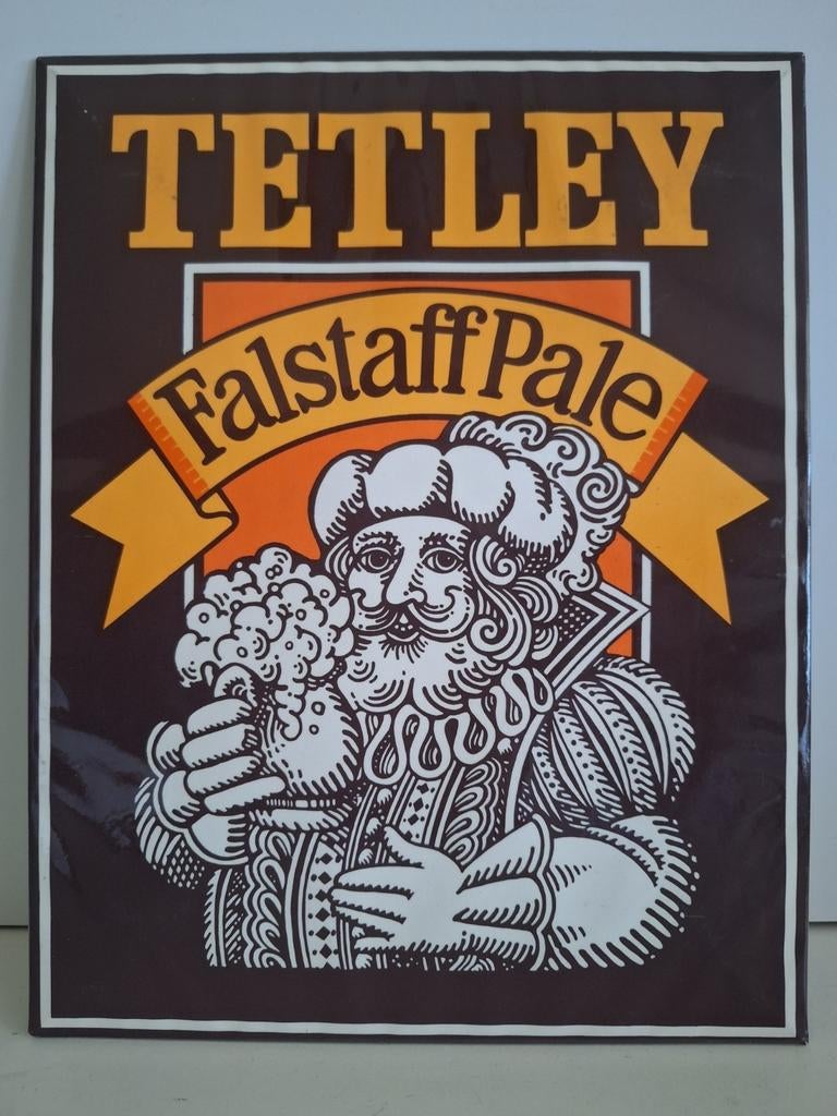 Oud metalen reclamebord Falstaff pale ale brouwerij Tetley, Enlèvement ou Envoi