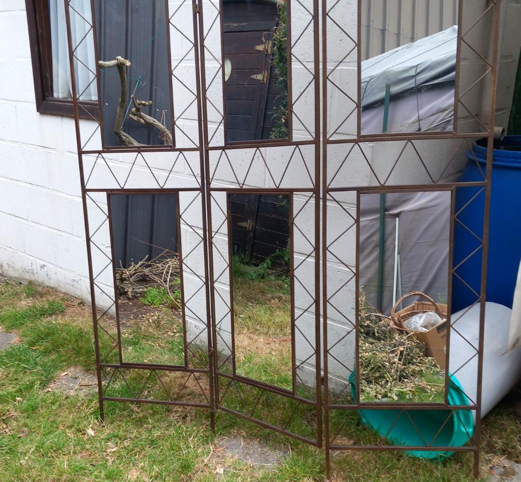 Paravent  en metal et miroir, Enlèvement ou Envoi, Comme neuf