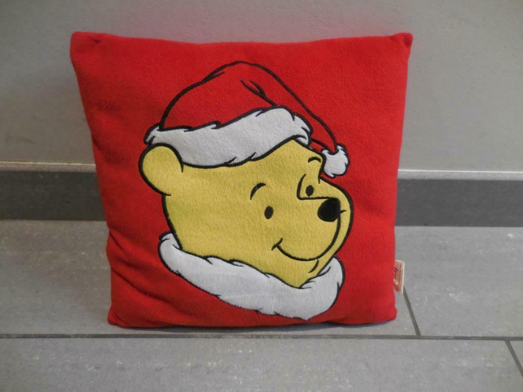 Rood kerst kussen Winnie the Pooh met kerstmuts decoratie, Ophalen of Verzenden, Zo goed als nieuw