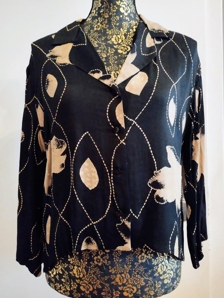 Chemisier NITYA en noir et beige taille 42, Kleding | Dames, Ophalen, Zo goed als nieuw, Zwart
