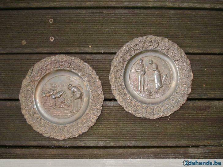 2 Metalen bordjes, Antiek en Kunst, Ophalen of Verzenden