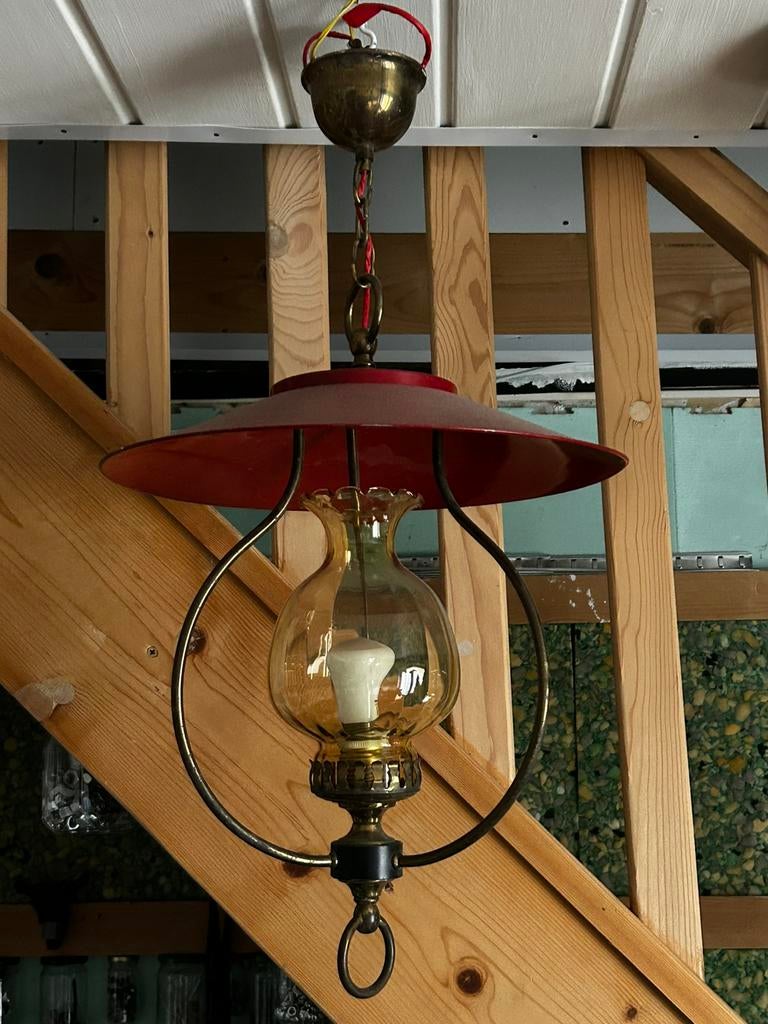 Antieke hanglamp in de stijl van een olielamp met gratis…, Enlèvement